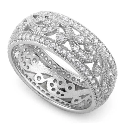 Rings For Small Days-Sterling Silver Filigree CZ Ring