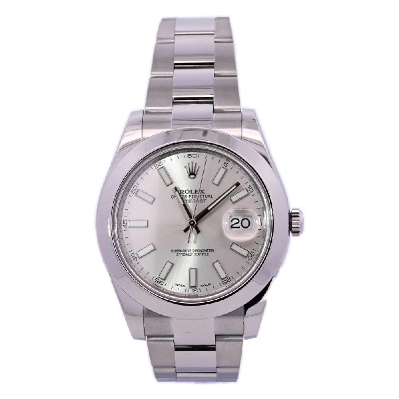 Watches Material Choices-Rolex Datejust 41mm Silver Dial Watch Ref# 126300