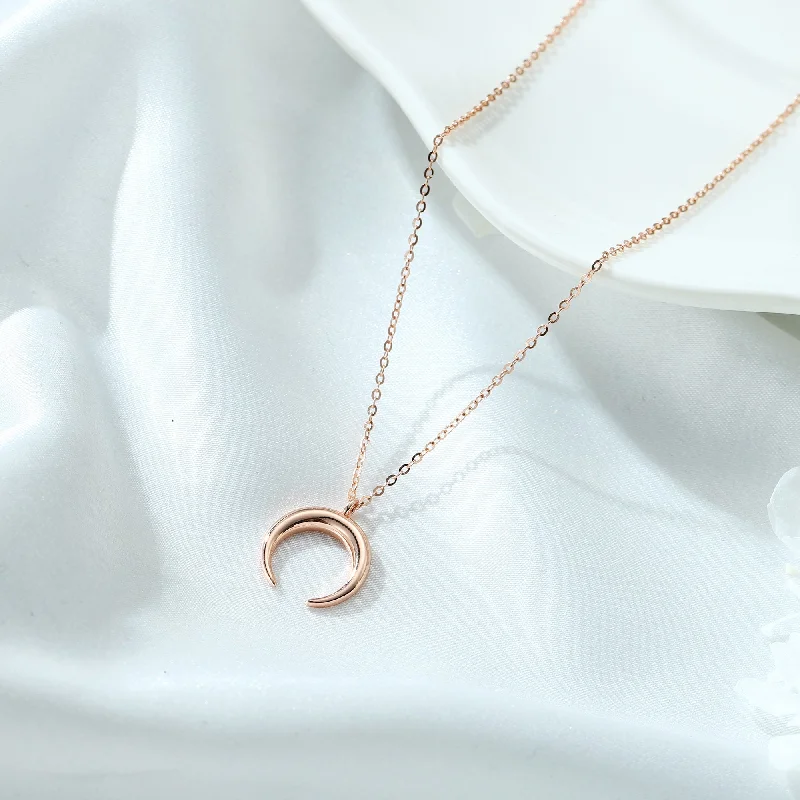 Necklaces For Big Charms-Simple Style Commute Moon Sterling Silver Plating 14k Gold Plated Pendant Necklace