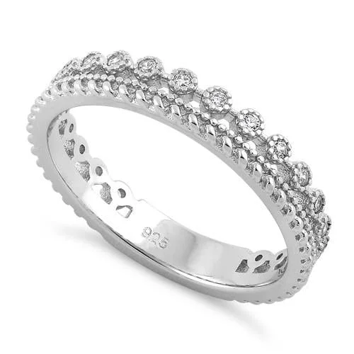 Rings For Full Hands-Sterling Silver Thin Elegant CZ Ring