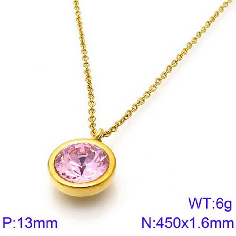 Gold Necklace Light Pink Diamond