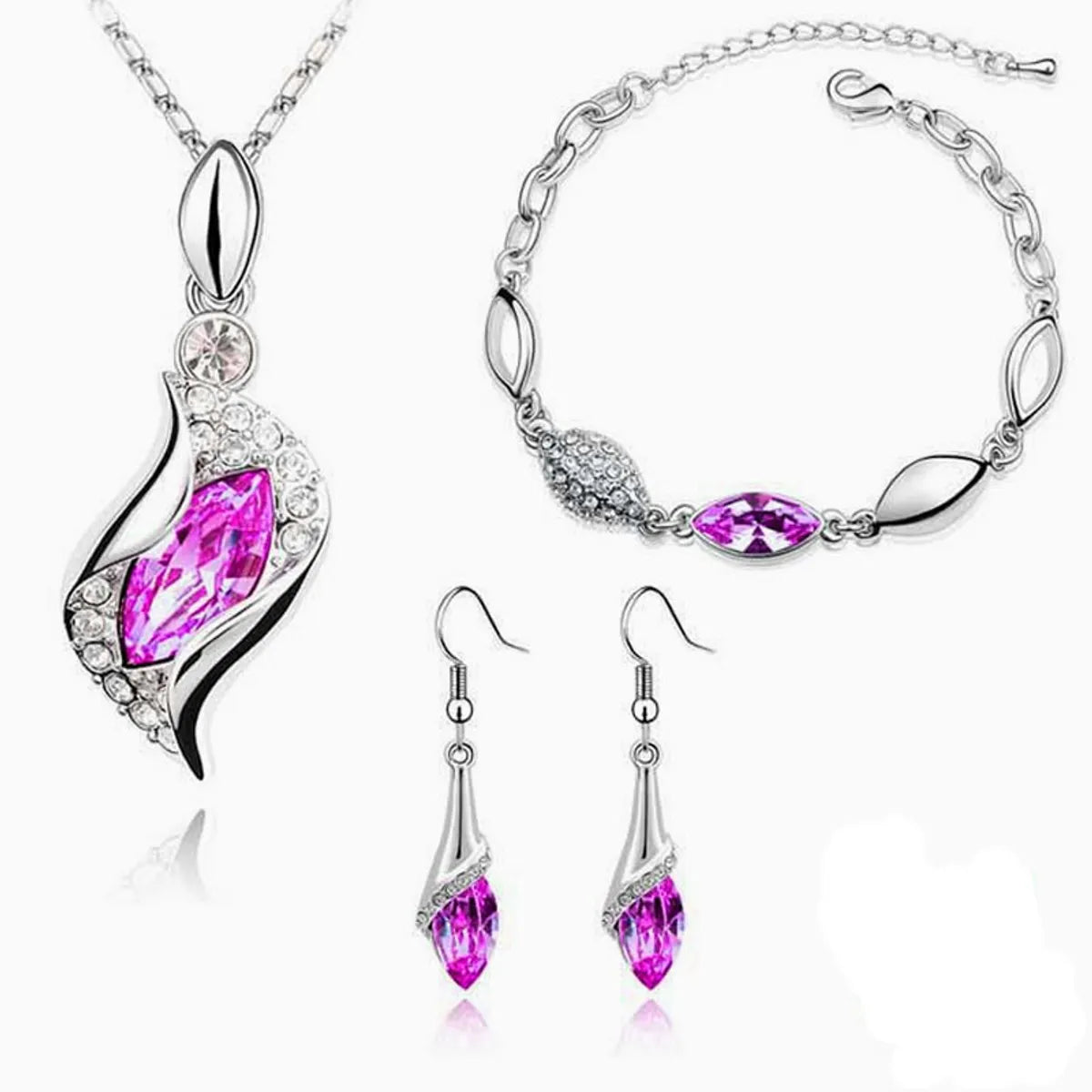 Necklaces For Wise Women-Fashion Angel Elf Crystal Necklace Earring Bracelet Jewelry Set Wholesale