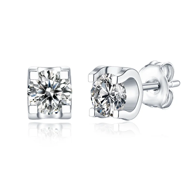 Earrings Change Tips-Monfort Moissanite Solitaire Tulip Stud Earrings