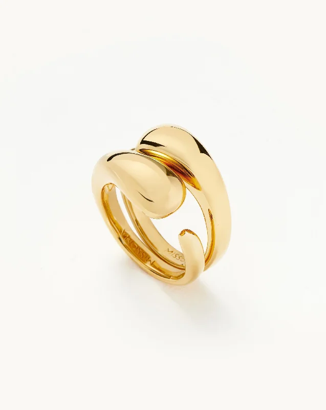 Rings Style Tutorial-Molten Double Stacking Ring Set | 18ct Gold Plated