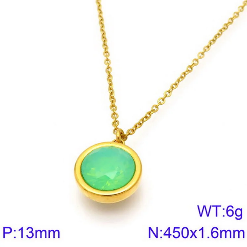 Gold Necklace Green Diamond