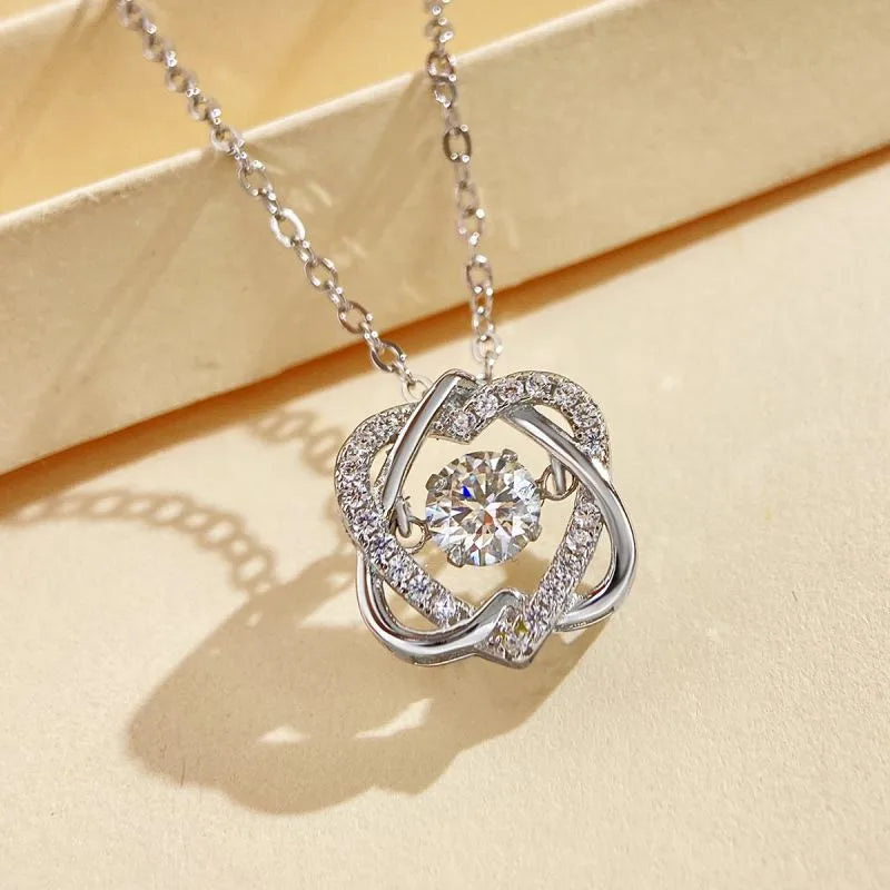 Necklaces Wear Rating-Casual Heart Shape Solid Color Sterling Silver Gra Plating Inlay Moissanite White Gold Plated Pendant Necklace