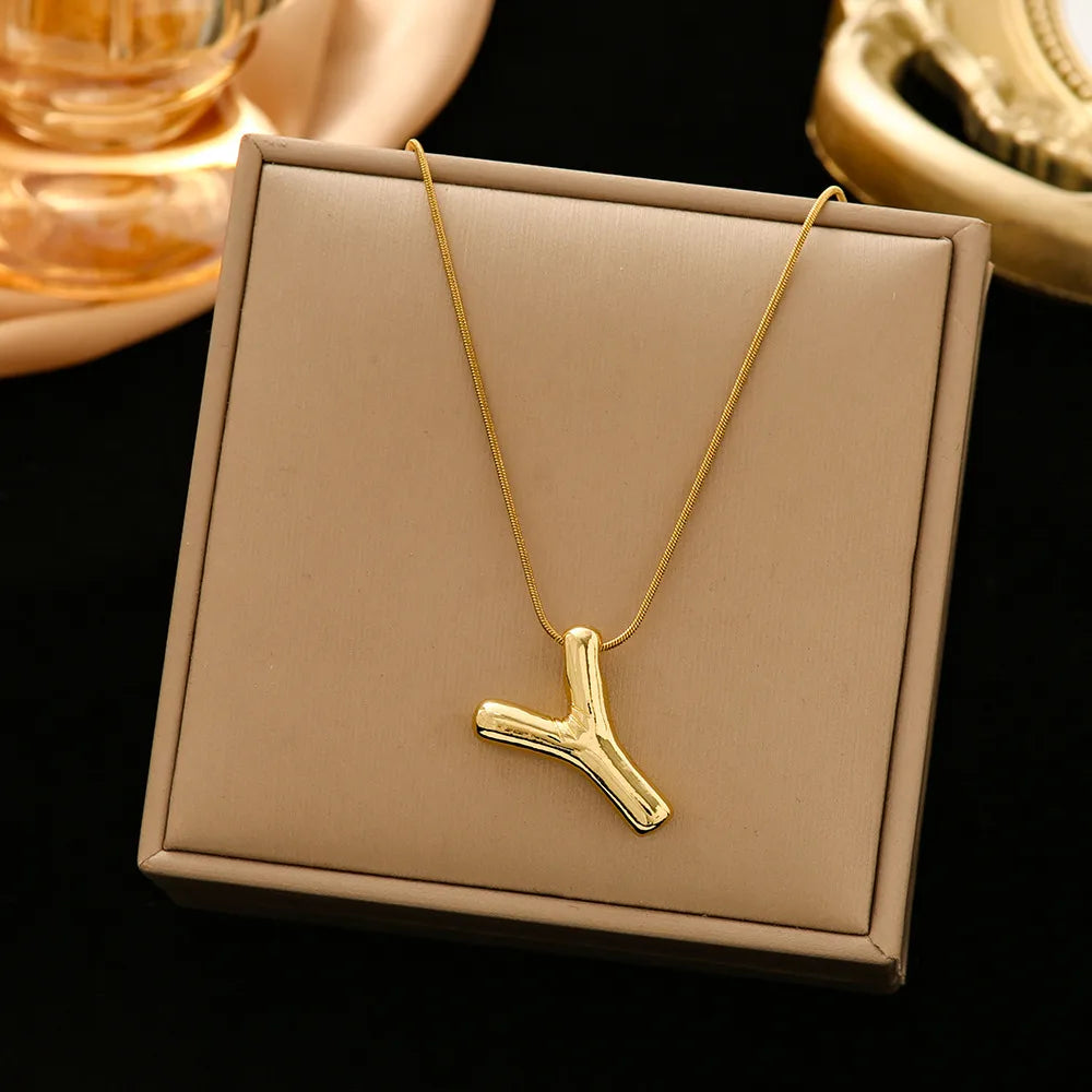 Snake Bones Chain Letter Y-Gold