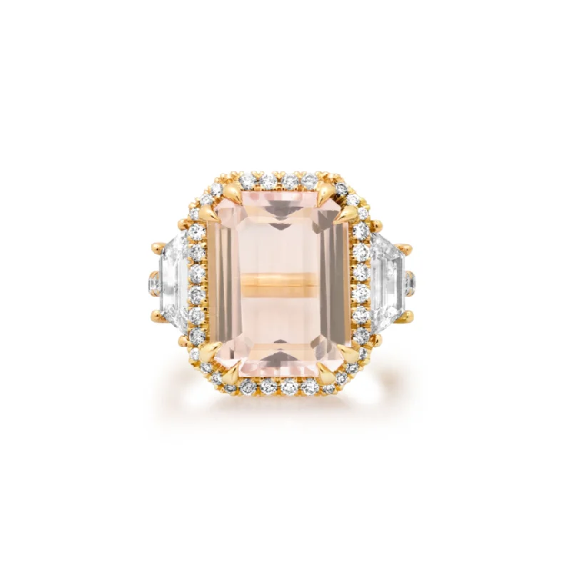 Rings Change Tips-One of a Kind Three Stone Morganite & Diamond Ring