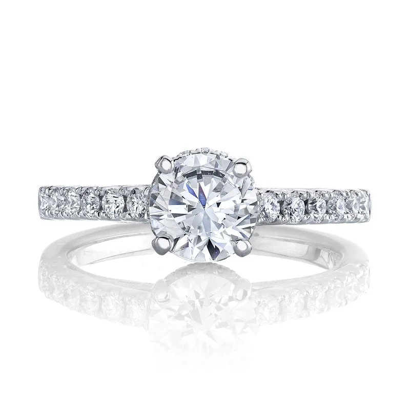 Rings Polish Routine-Solitaire Ring Setting With Diamond Band, Undergallery and Hidden Halo