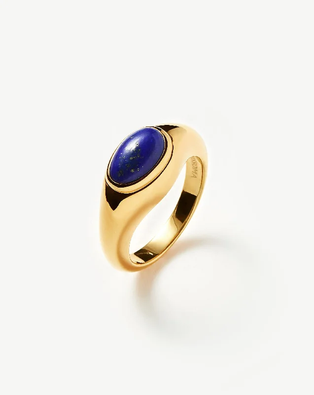 Rings For Full Hands-Molten Gemstone Ring | 18ct Gold Vermeil/Lapis