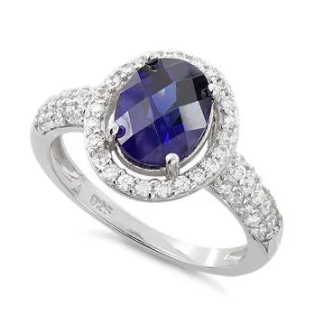 Rings Cost Tips-Sterling Silver Tanzanite Oval Halo CZ Ring