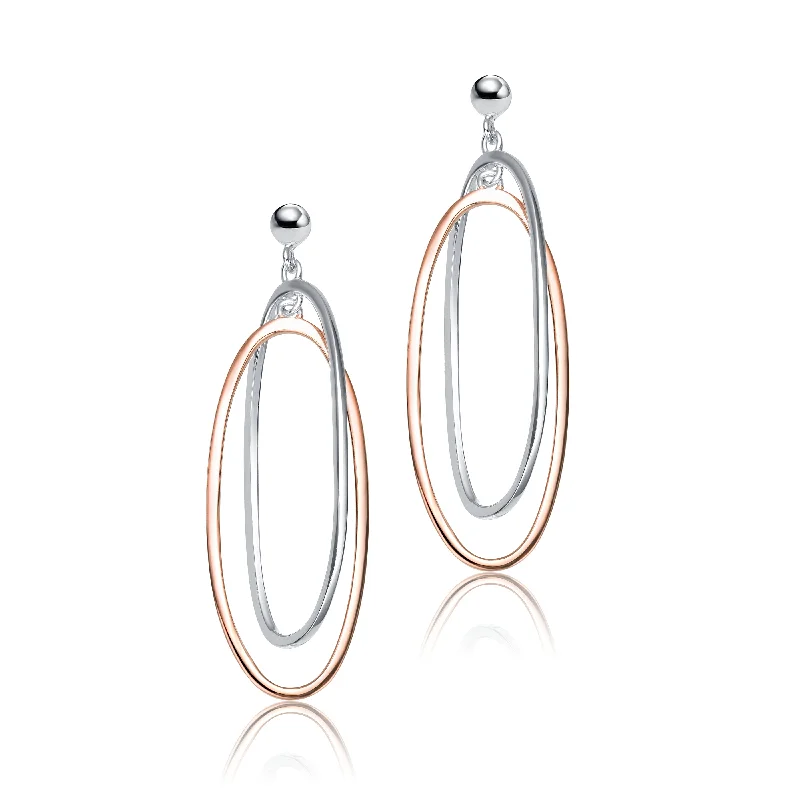 Best Easy Earrings-Elegant Sterling Silver Two-Tone Oval Earrings