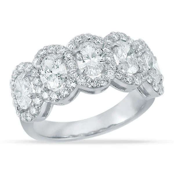 Deep Rings For Edge-Grown Diamond Oval Halo Band in 14K White Gold