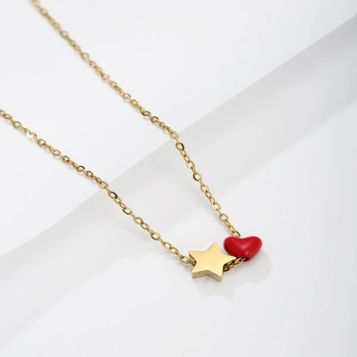 Top Necklaces For Work Hours-Cute Star Heart Shape Stainless Steel Plating 18k Gold Plated Necklace