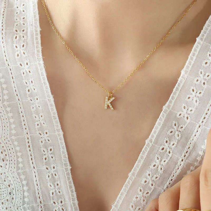 P1344-K Letter Gold Necklace 40 5cm