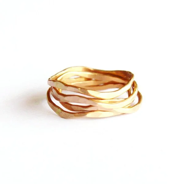 Eco-Safe Rings-Wave Stacking Ring set