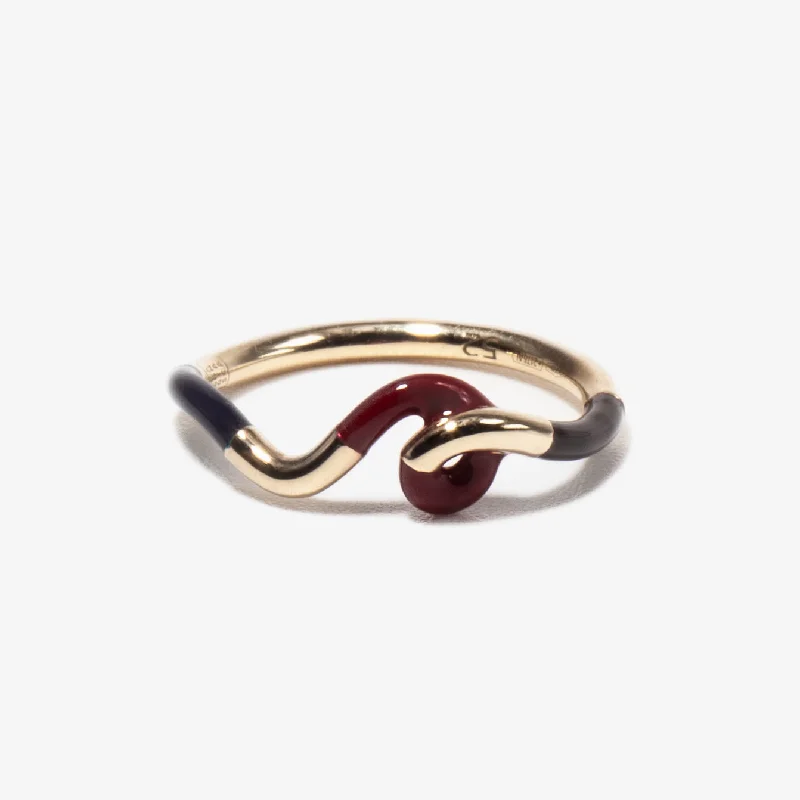 Rings Glint Guide-Dark Navy, Burgundy & Cherry Chocolate Enamel Multi Frequency Ring