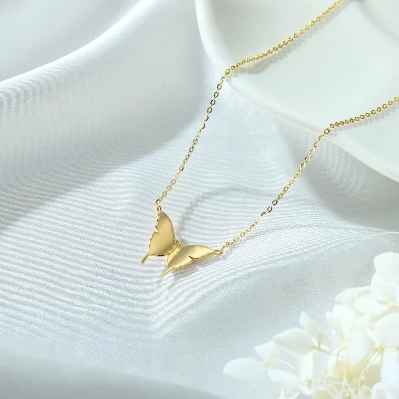 Necklaces For Solo Wear-Ig Style Simple Style Butterfly Sterling Silver Plating 14k Gold Plated Necklace