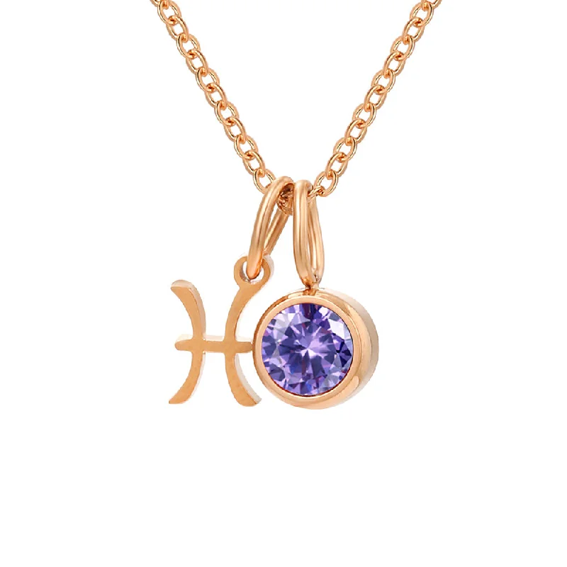 February Violet Pisces-Rose Gold