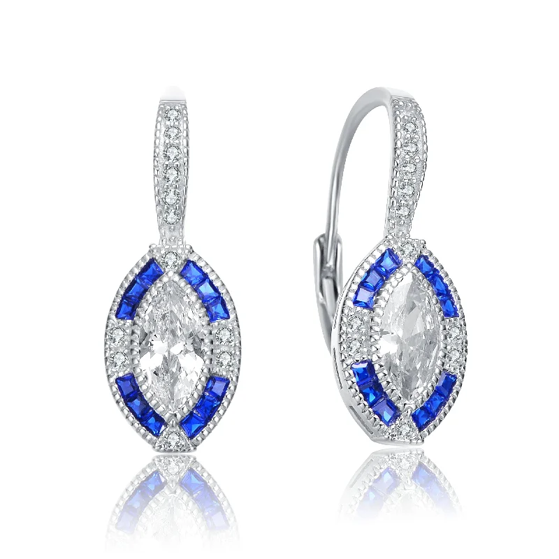 Earrings For Petite Ears-Renée Blue Zirconia Leverback Earrings