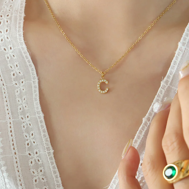 P1344-C Letter Gold Necklace 40 5cm