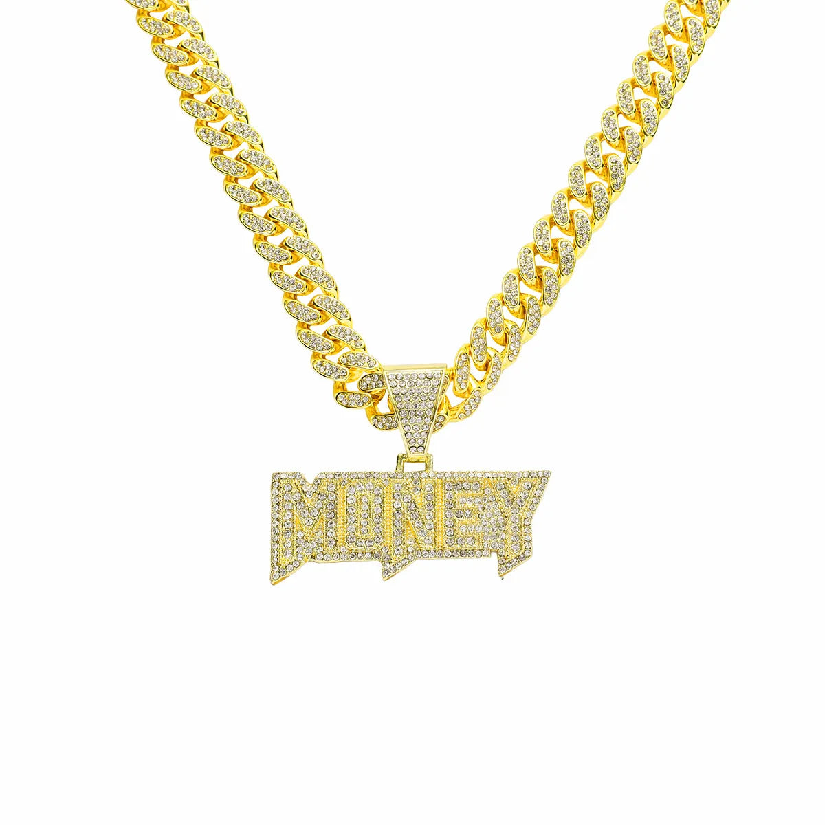 Gold (Letter)-with 5525 Models 50cm Cuban Link Chain