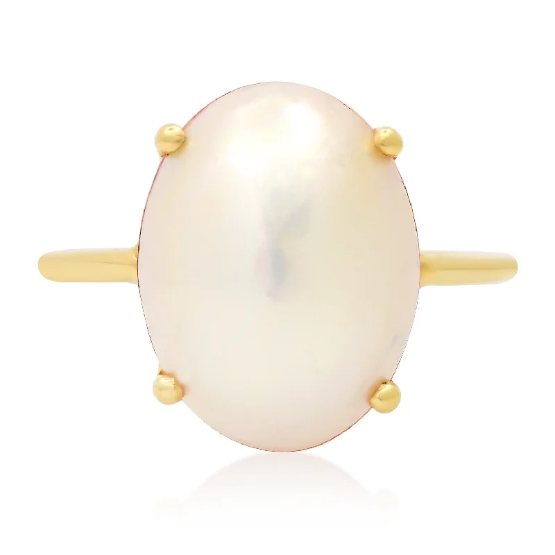 Rings Promo Offers-Large Oval White Pearl Ring