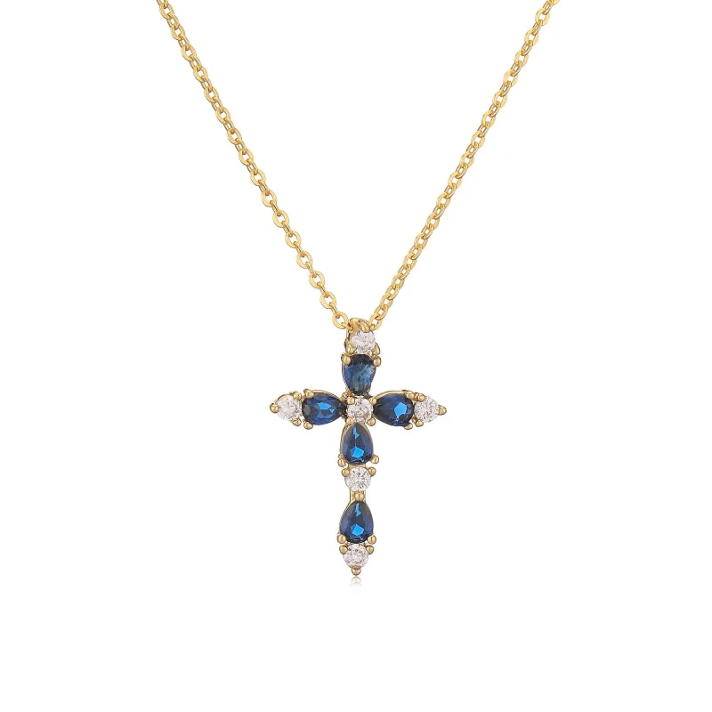 Gold Blue Diamond Necklace