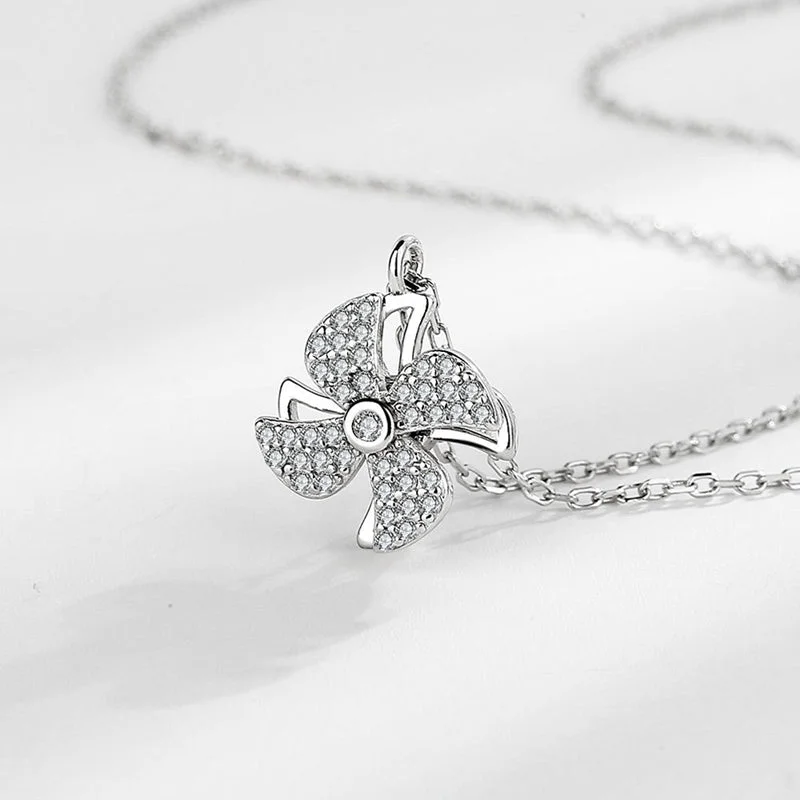 Necklaces Stone Choices-Ig Style Windmill Sterling Silver Plating Inlay Zircon Gold Plated Silver Plated Pendant Necklace