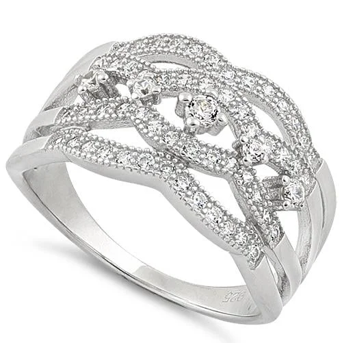 Rings Care Routine-Sterling Silver Eloquent Round Clear CZ Ring