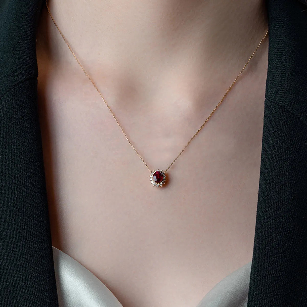 Best Hard Necklaces-Sterling Silver Inlay Solid Color Zircon Pendant Necklace