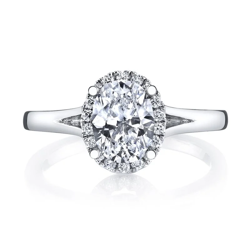 Rings With Stone Inlays-Solitaire Ring Setting With Diamond Halo