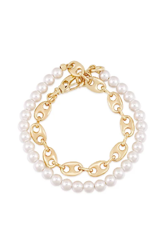 Bracelets For Boho Style-Pearl and Chain Wrap Bracelet