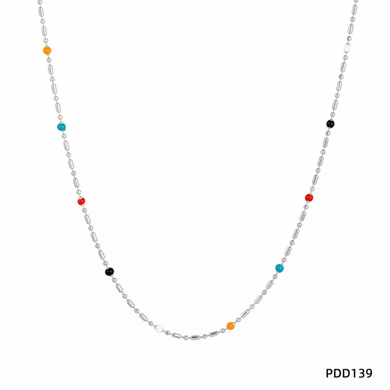 Pdd139 Necklace Silver + Color