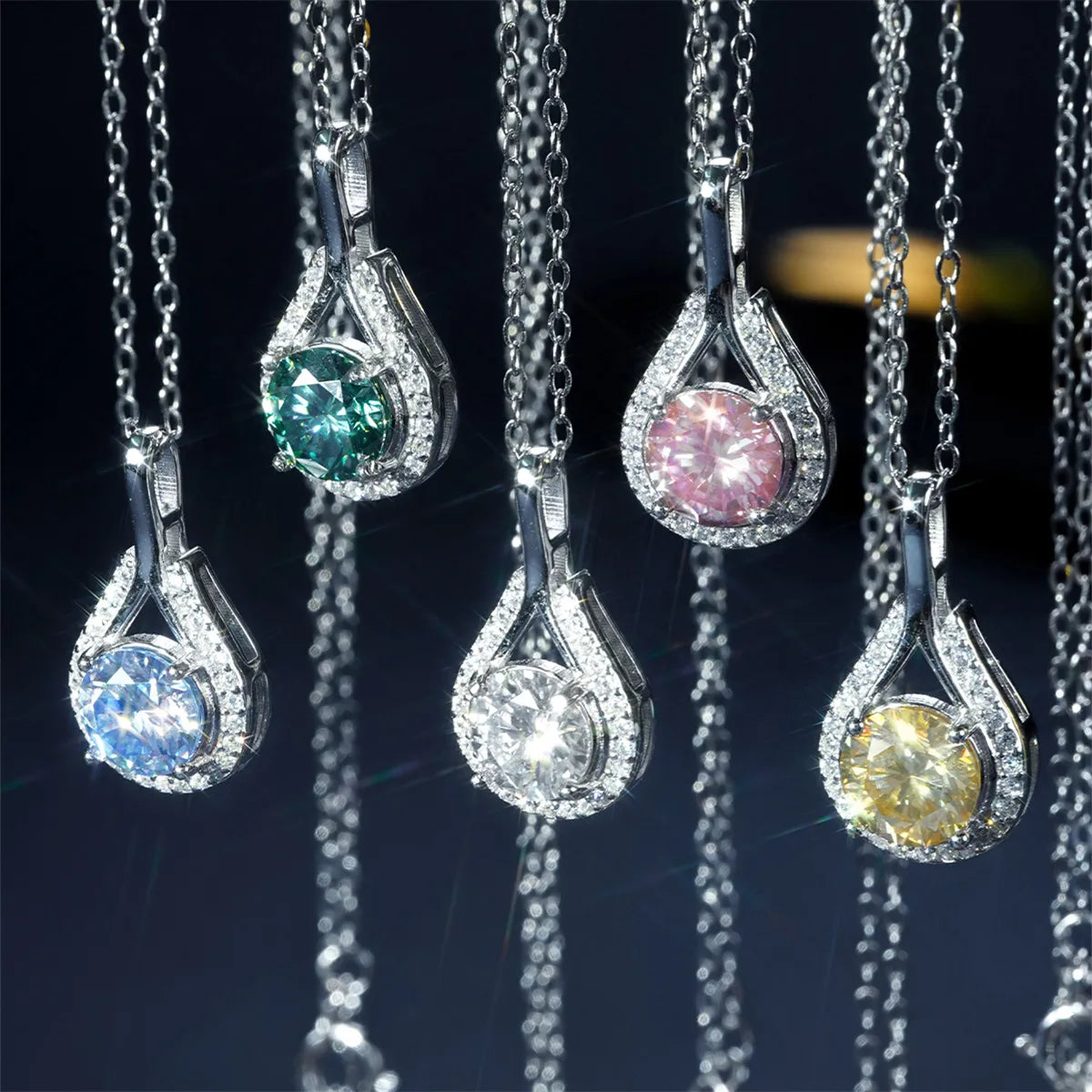 Necklaces For Dry Fun-Moissanite Cable Chain Inlay Water Droplets GRA Certificate Pendant Necklace