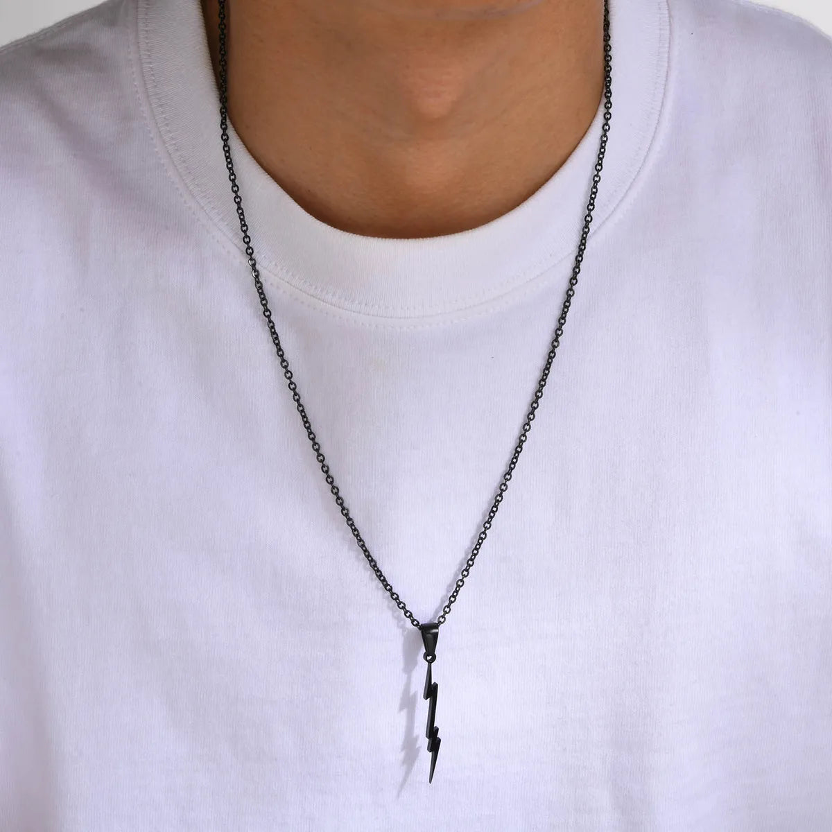 Necklaces Fit Rating-Hip-Hop Simple Style Lightning 304 Stainless Steel Polishing Men'S