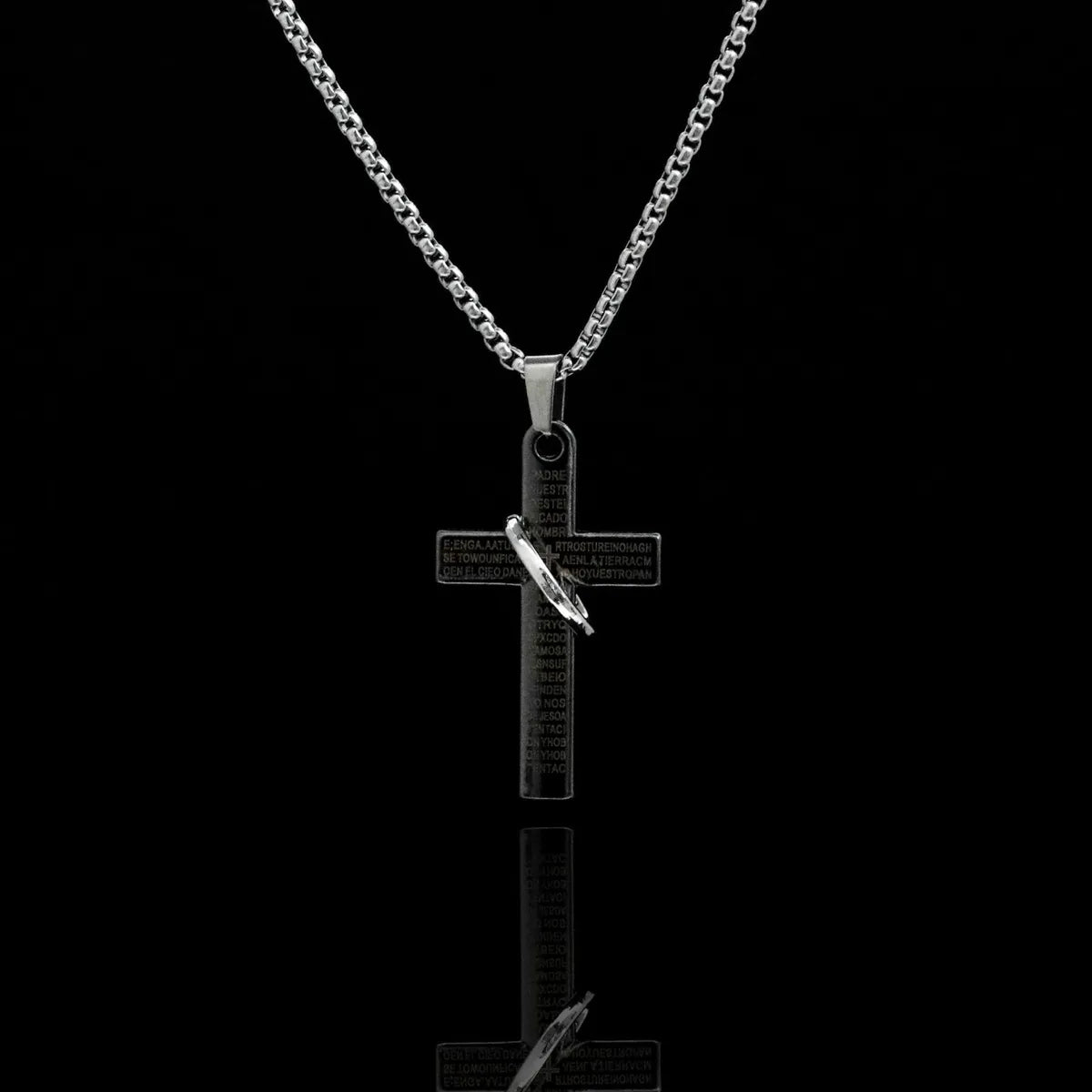 Gun Black Cross 2.5mm * 60cm Titanium Steel Necklace