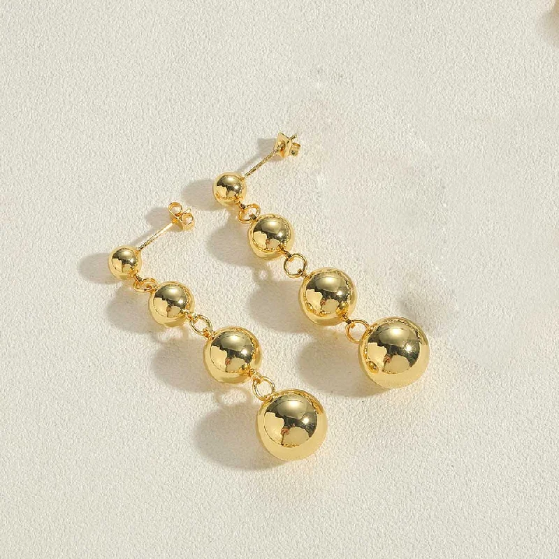 14K Real Gold Copper Bead Earrings (1 Pair)