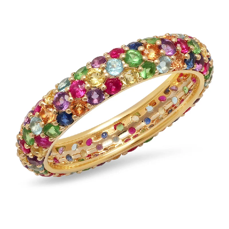 Rings For Tiny Palms-Multi Colored Pave Domed Ring