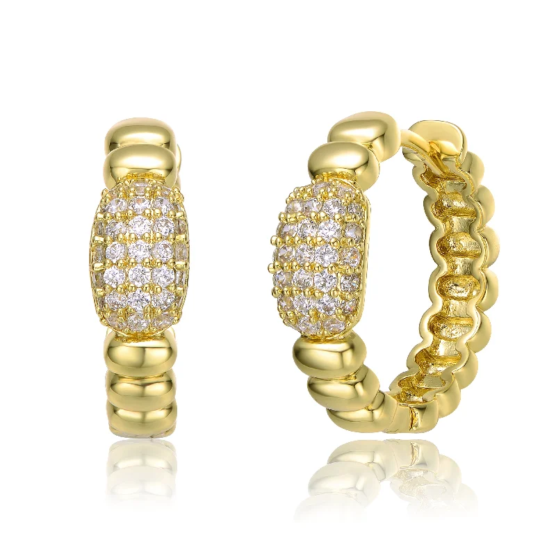 Earrings For Full Sets-Henriette Scalloped Huggie Hoop Earrings