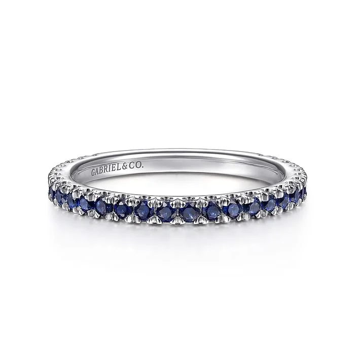 Rings Rock Guide-Sapphire Stackable Band in 14K White Gold