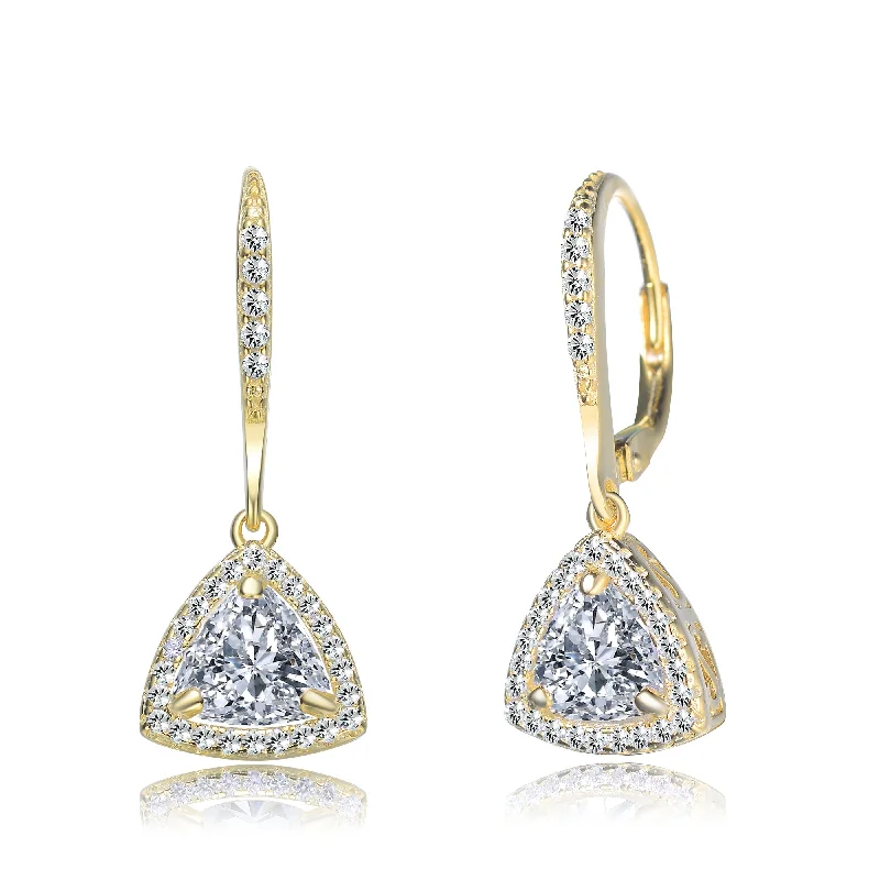 Best Hush Earrings-Sterling Silver with Gold Plated and Cubic Zirconia Drop Earrings