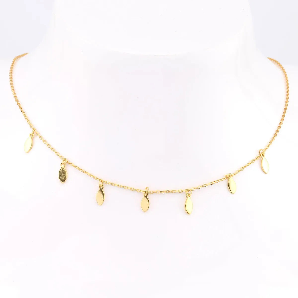 Low-Cost Necklaces Online-Sweet Solid Color Sterling Silver 18k Gold Plated Necklace In Bulk