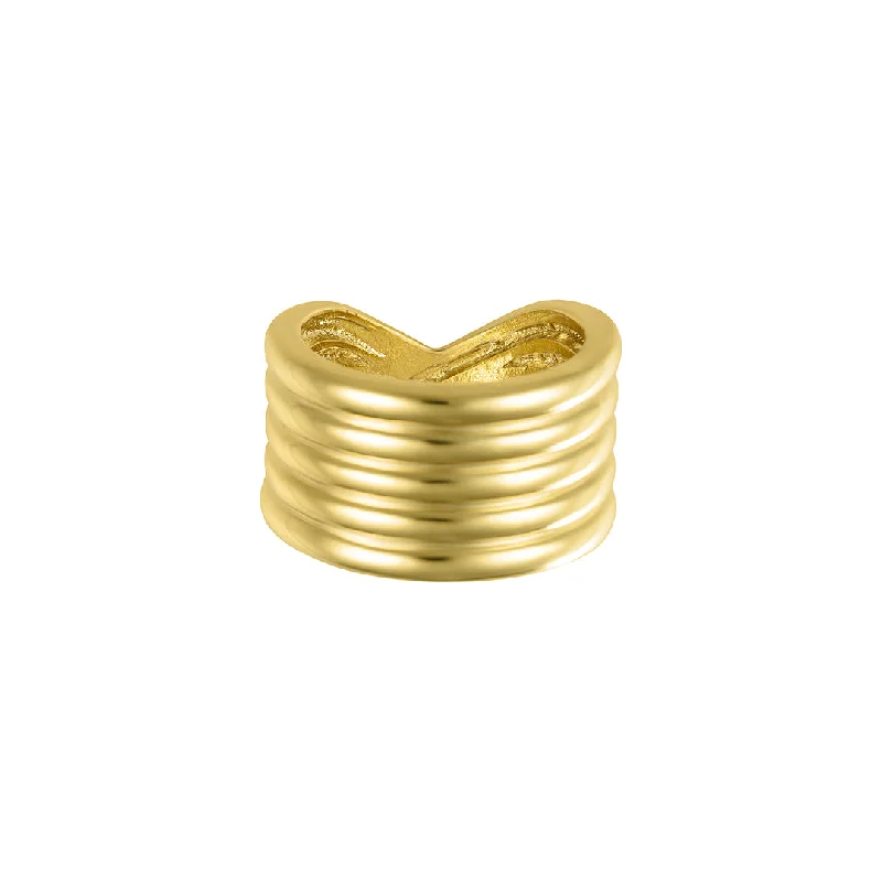 Rings For Country Wear-14k Gold Plated 5-Row Tall Band