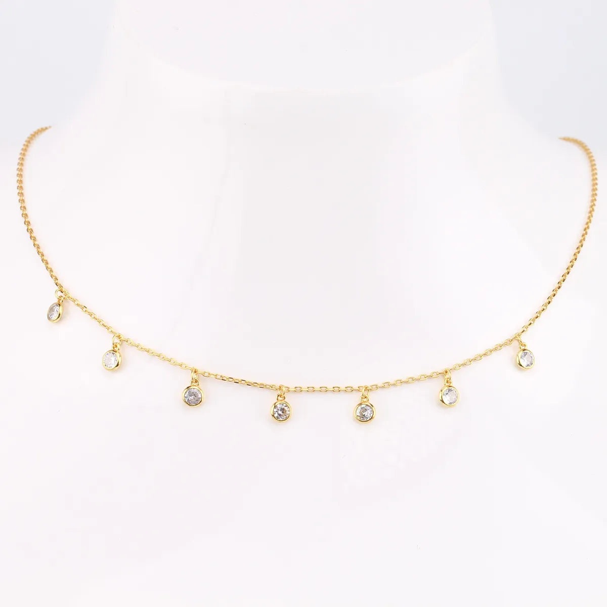 Necklaces For Light Fits-Simple Style Solid Color Sterling Silver 18k Gold Plated Zircon Necklace In Bulk