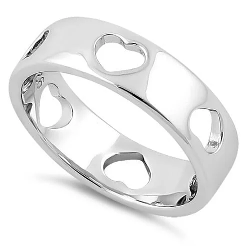 Rings For Dry Fun-Sterling Silver Heart Pattern Eternity Ring