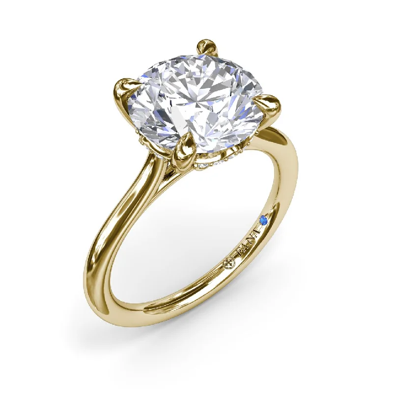 Rings With Soft Gems-Diamond Round Engagement Ring in 14K Yellow Gold