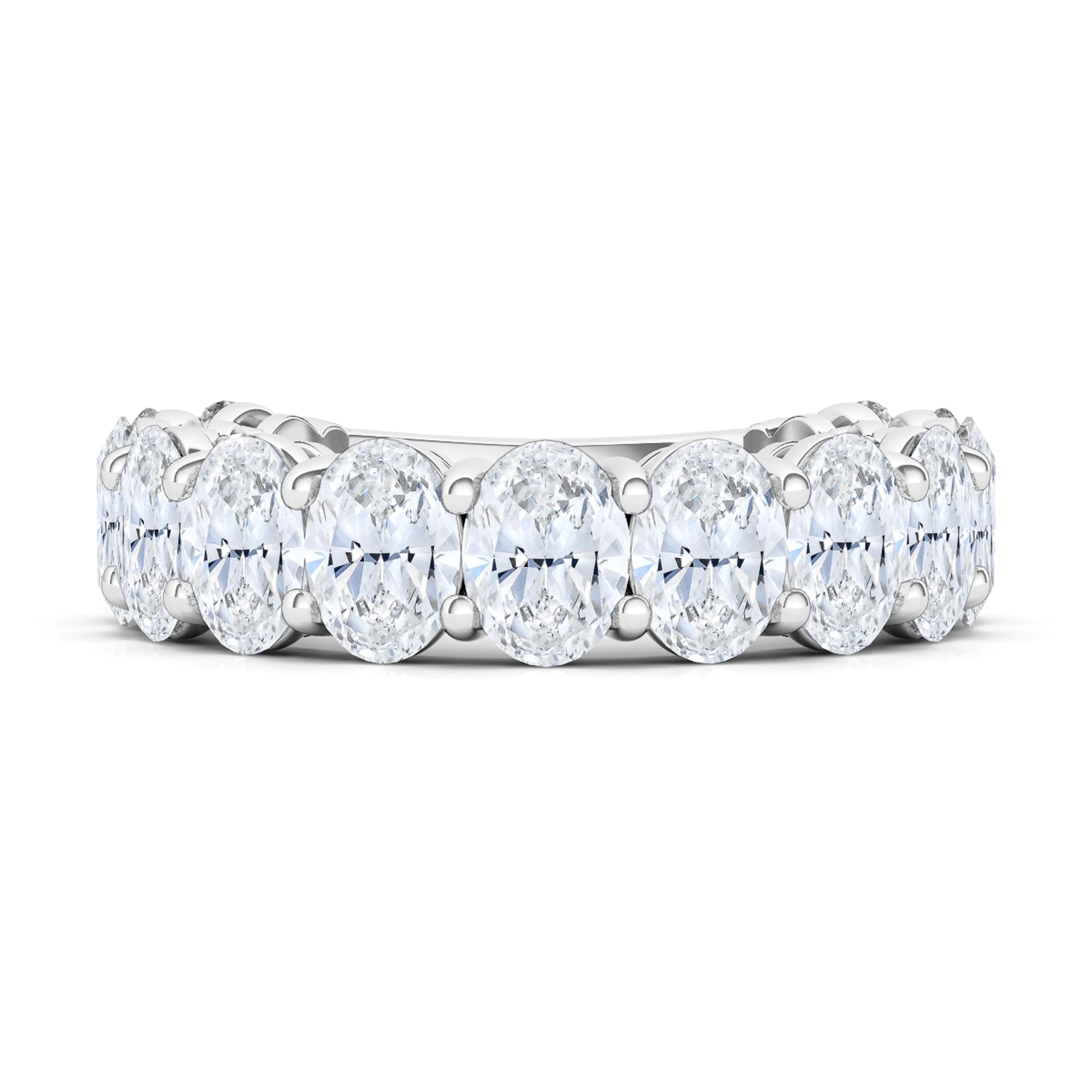 Top Rings For Soft Looks-3/4 Oval Cut Lab Grown Diamond Eternity Band