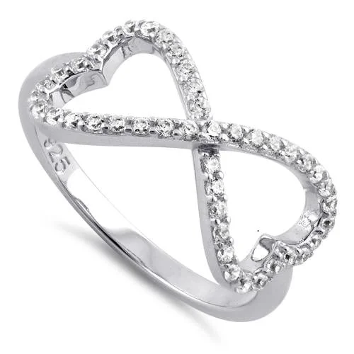 Rings For Toddlers-Sterling Silver Infinity Heart CZ Ring