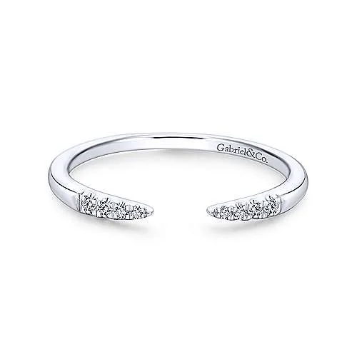 Rings With Funky Shine-Open Diamond Tipped Stackable Ring in 14K White Gold